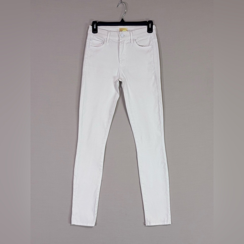 MOTHER High Waisted Looker Skinny White Jeans Luxe Stretch Chic